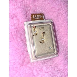 Piercing pagoda 14K gold nose ring screws